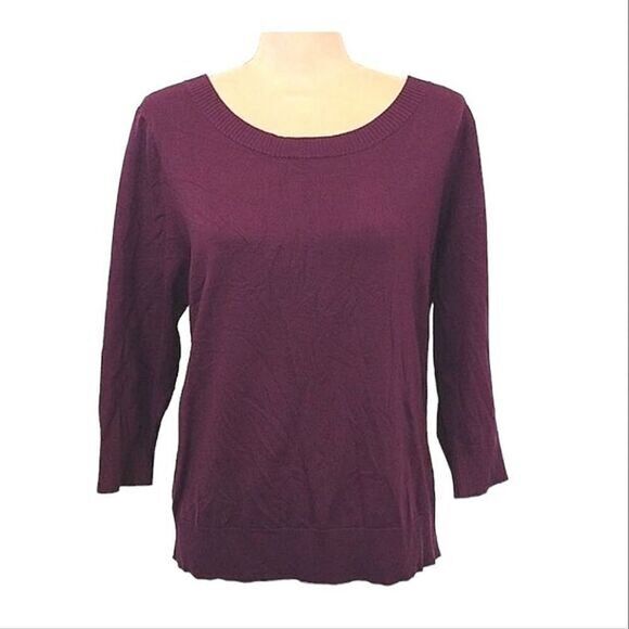 Lands' End Outfitters Purple Elbow Sleeve Acrylic Sweater XL - Picture 1 of 16